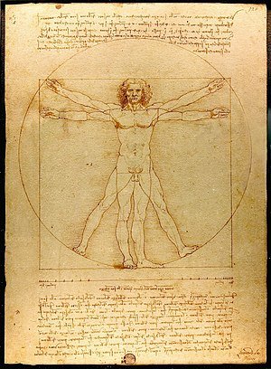 Leonardo da Vinci se bekende skets van die menslike liggaam.